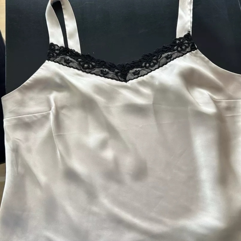 Camisole Top Cream Black Lace 16‎ Coquette Studio 1 sexy Silky feel Polyester